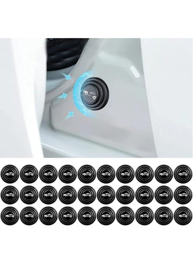CLENEA 30 PCS Car Door Shock Absorber, Universal Car Door Protection Sticker with Anti-Collision Gasket, Auto Sound Insulation Pad and Shock-Absorbing Door Sticker (Black) - Image 1